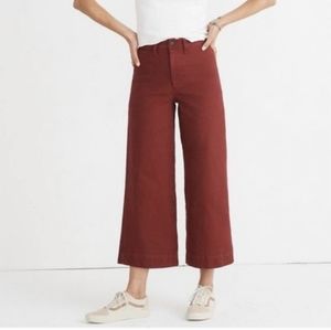 Madewell Emmett Wide Leg Cropped Pants Red